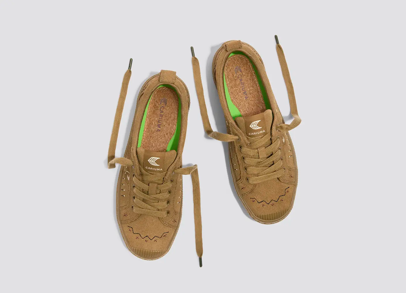 OCA Low All Camel Suede Embroidered Sneaker