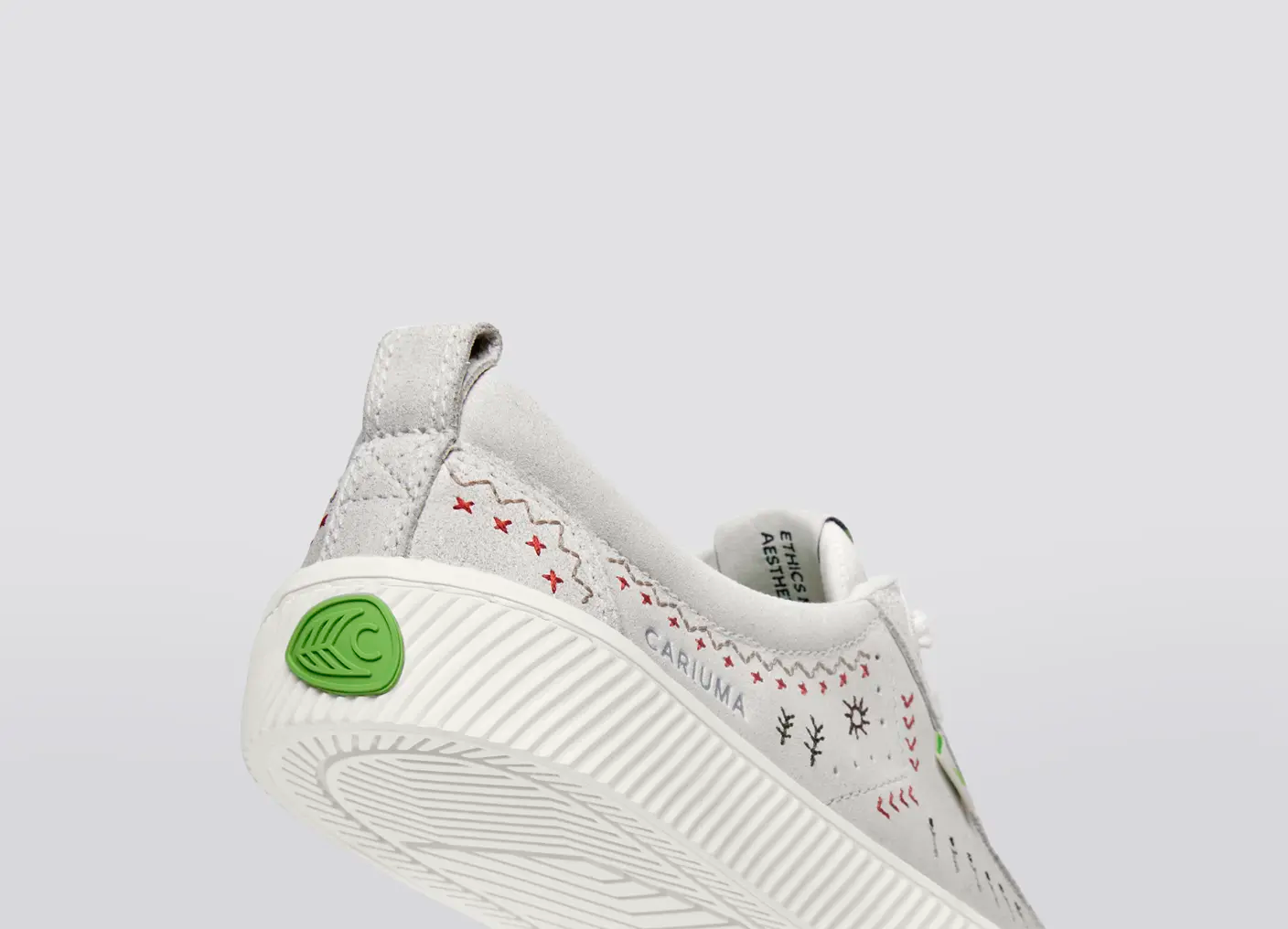 OCA Low Smoke White Suede Embroidered Sneaker