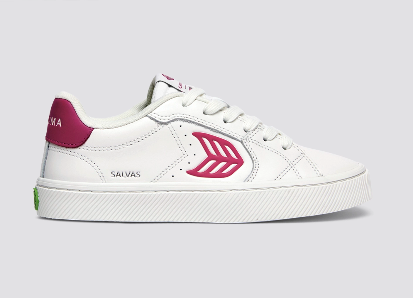 SALVAS White Leather Jazzy Pink Logo Sneaker