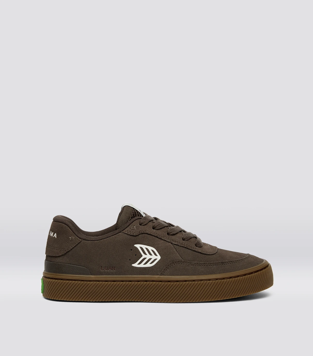 LUAN PRO Dark Gum Teak Suede Ivory Logo Sneaker