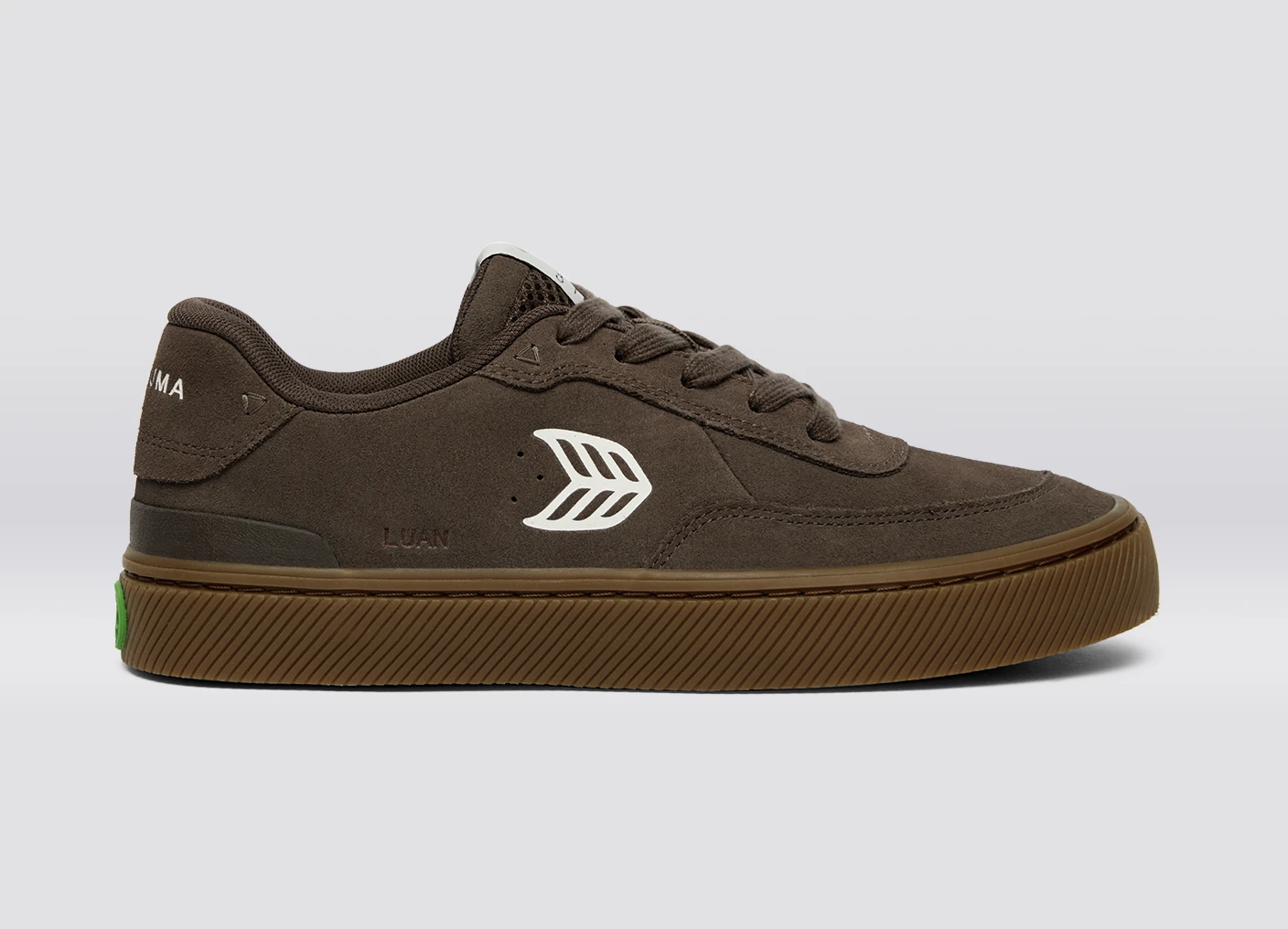 LUAN PRO Dark Gum Teak Suede Ivory Logo Sneaker