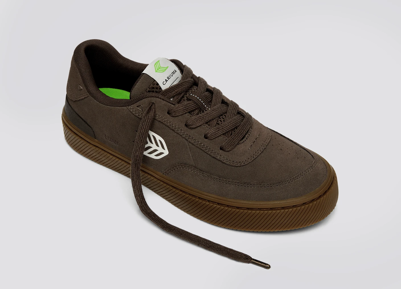 LUAN PRO Dark Gum Teak Suede Ivory Logo Sneaker