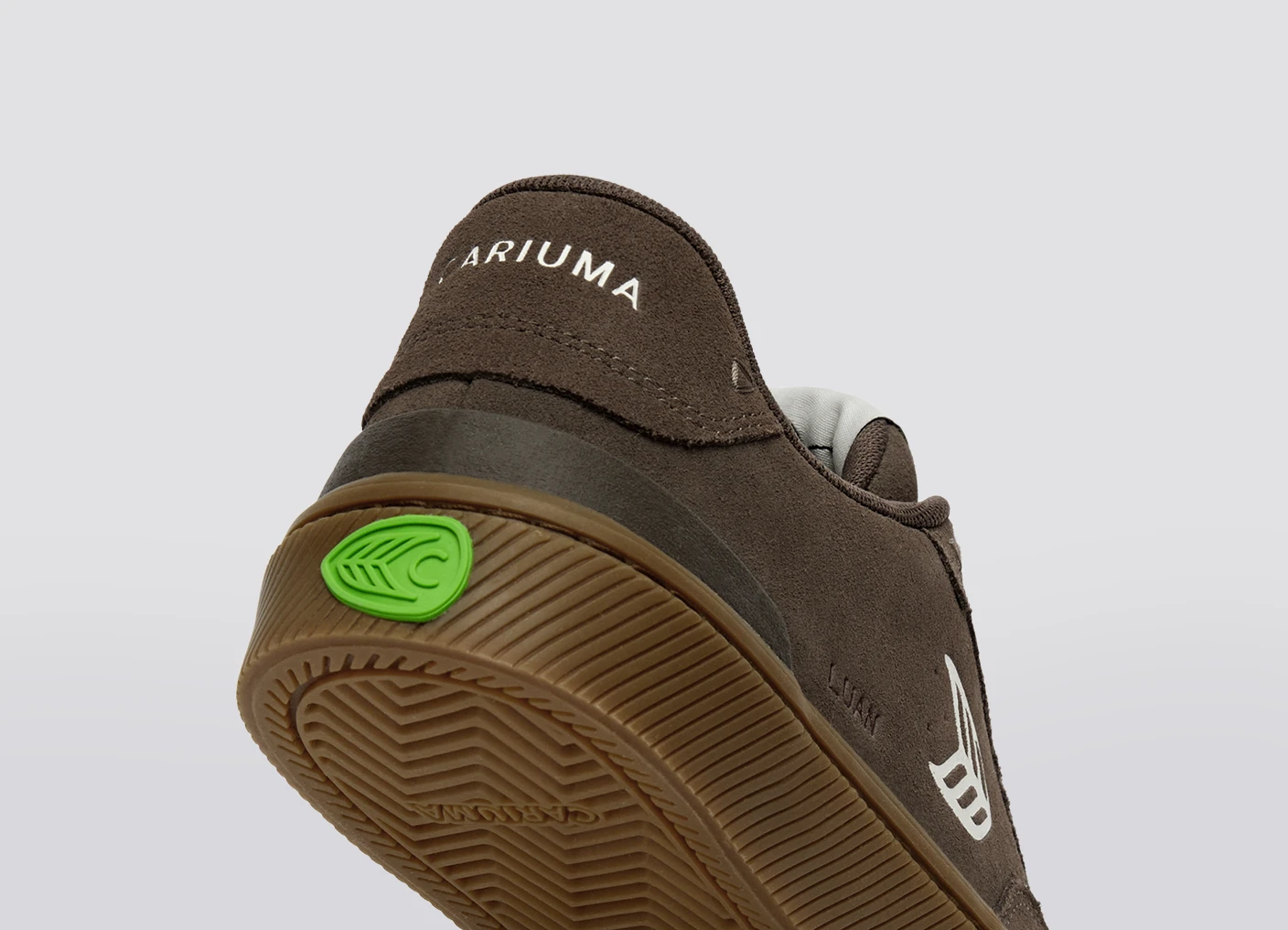 LUAN PRO Dark Gum Teak Suede Ivory Logo Sneaker