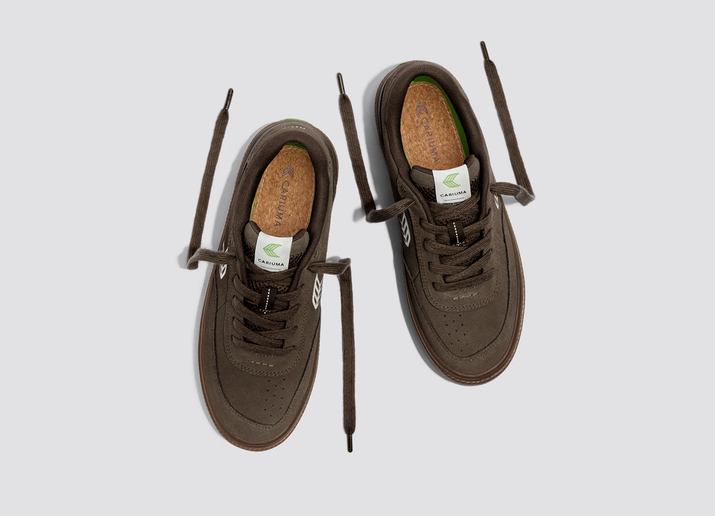 LUAN PRO Dark Gum Teak Suede Ivory Logo Sneaker