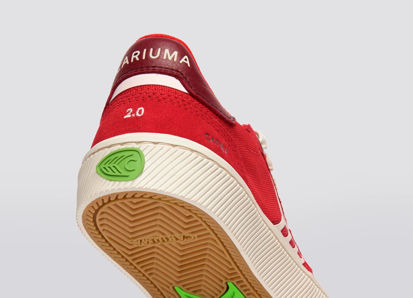 CATIBA PRO 2.0 Flame Scarlet Suede and Cordura Ivory Logo Cabernet Sneaker