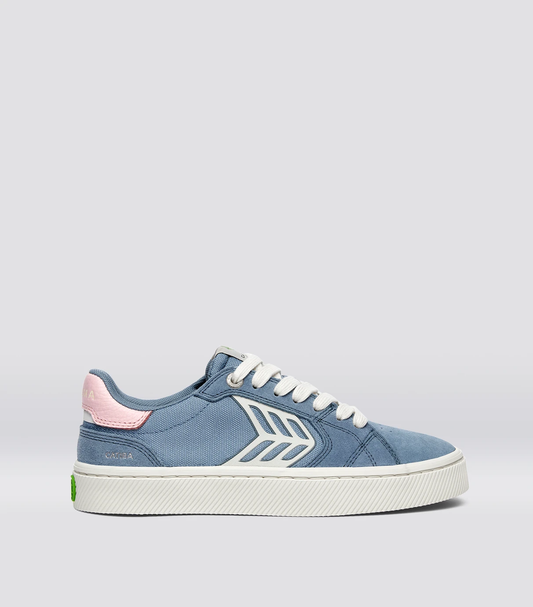 CATIBA PRO 2.0 Mountain Spring Blue Suede and Cordura Ivory Logo Rose Sneaker
