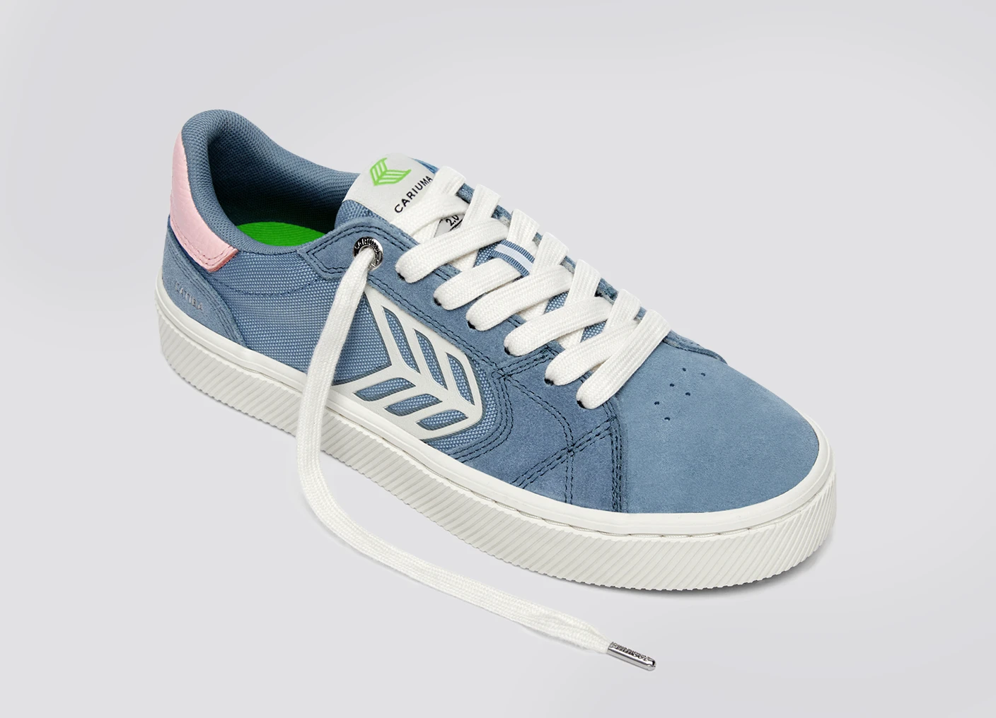 CATIBA PRO 2.0 Mountain Spring Blue Suede and Cordura Ivory Logo Rose Sneaker