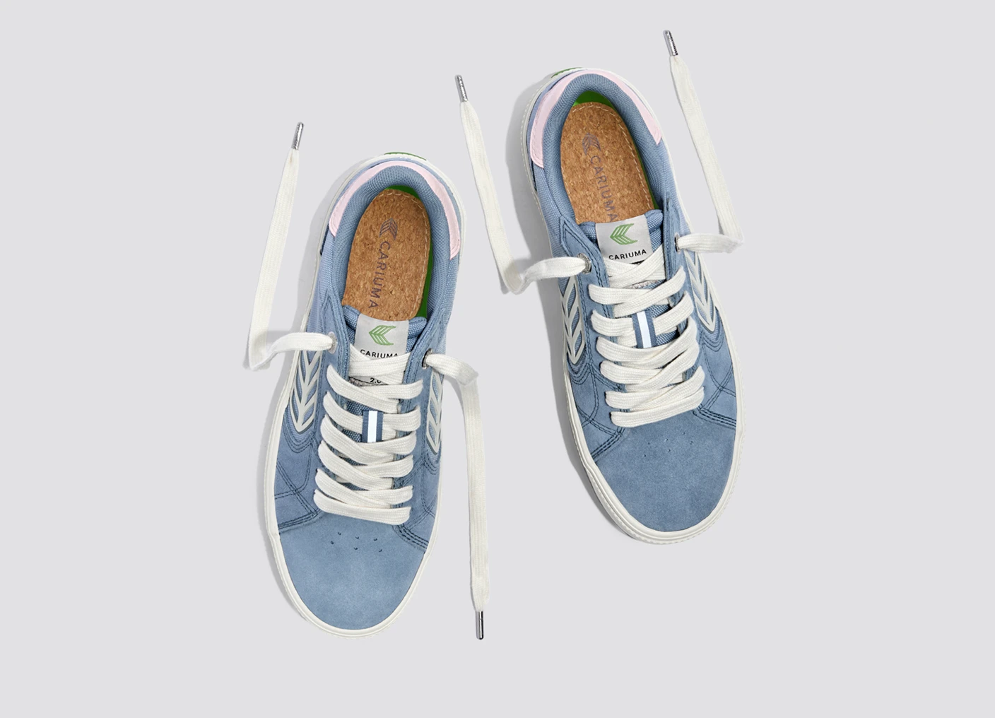 CATIBA PRO 2.0 Mountain Spring Blue Suede and Cordura Ivory Logo Rose Sneaker