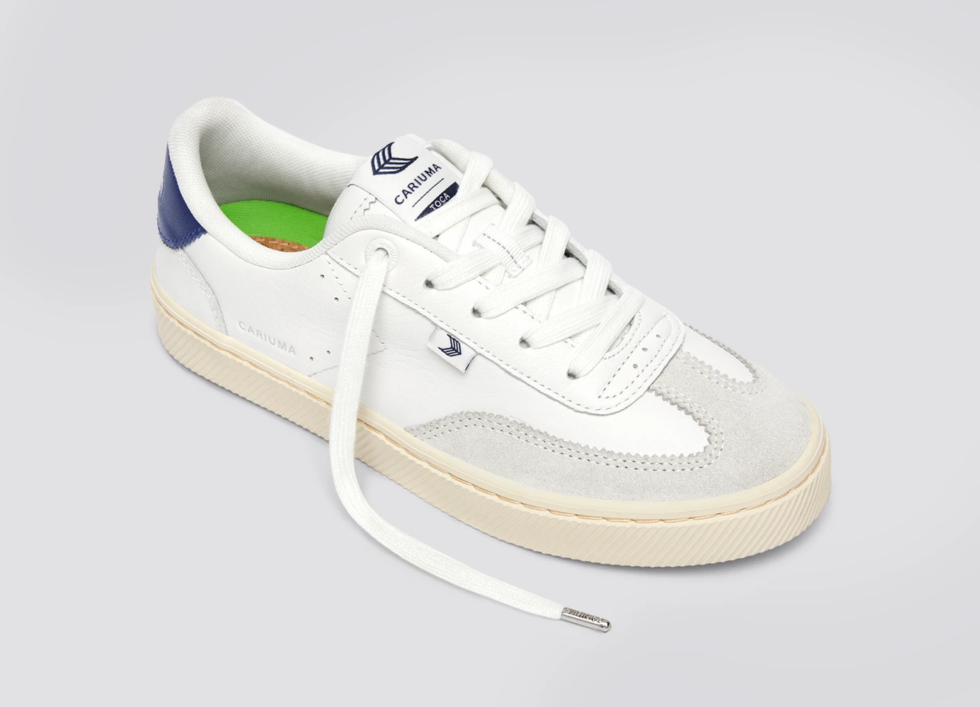 TOCA White Diamond Leather Smoke White Suede Blue Accents Sneaker