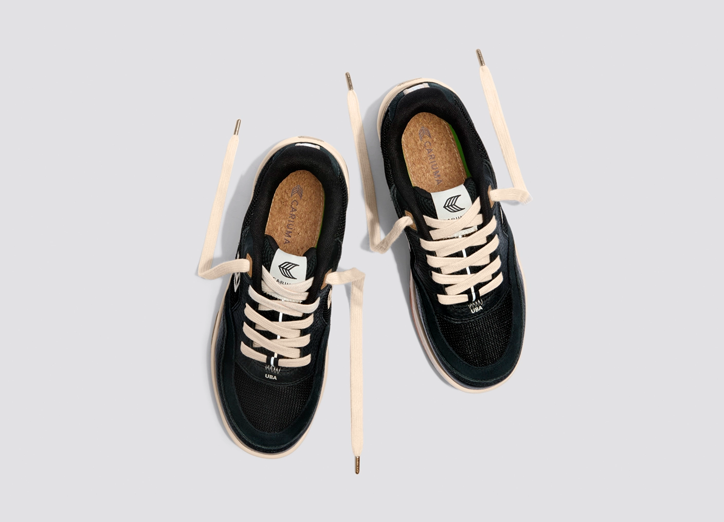 UBA PRO Black Suede and Mesh Light Cream Logo Sneaker