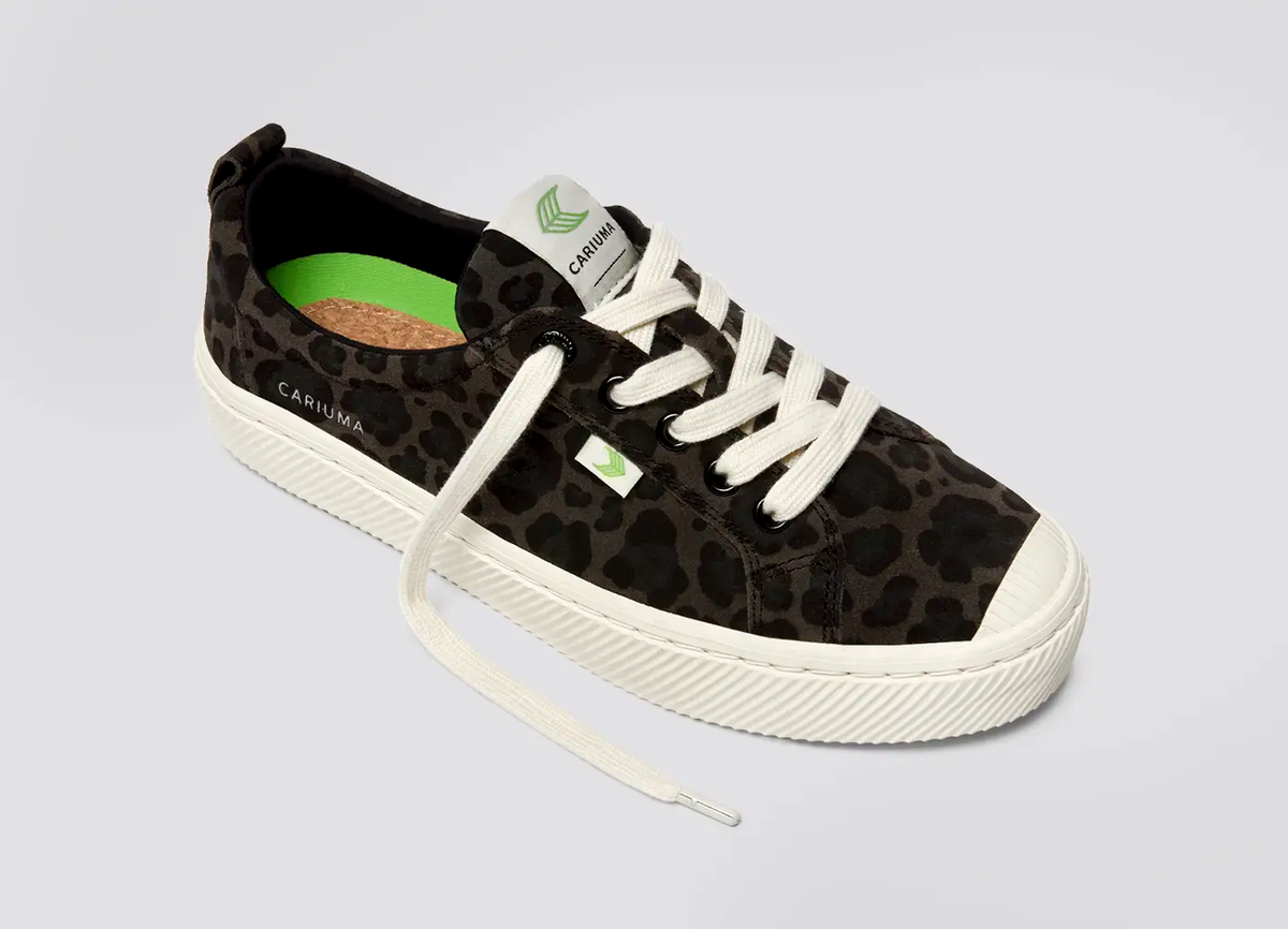 OCA Low Black Jaguar Print Suede Sneaker