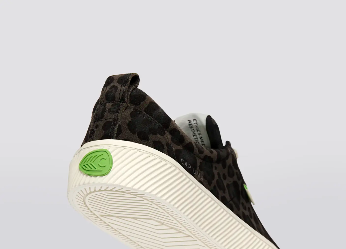 OCA Low Black Jaguar Print Suede Sneaker