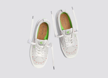 OCA Low Smoke White Suede Embroidered Sneaker