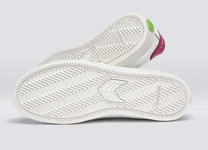 SALVAS White Leather Jazzy Pink Logo Sneaker