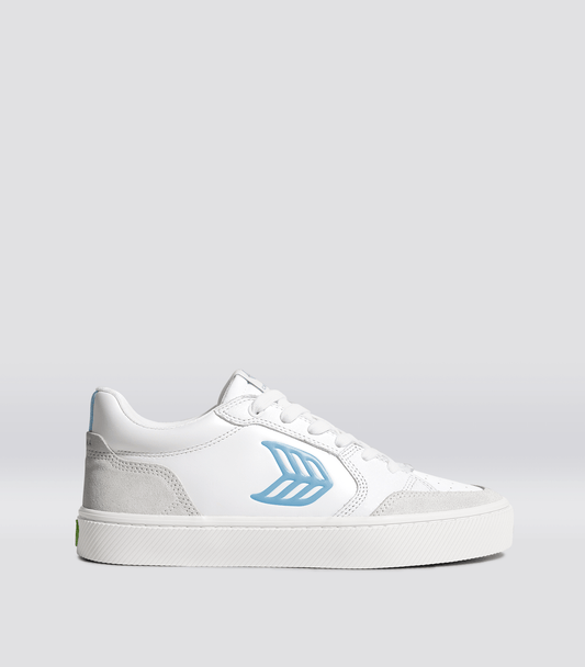 VALLELY White Leather Vintage White Suede Argentina Blue Logo Sneaker