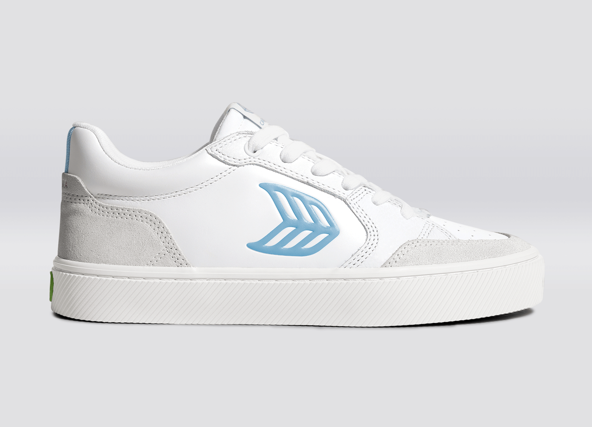 VALLELY White Leather Vintage White Suede Argentina Blue Logo Sneaker