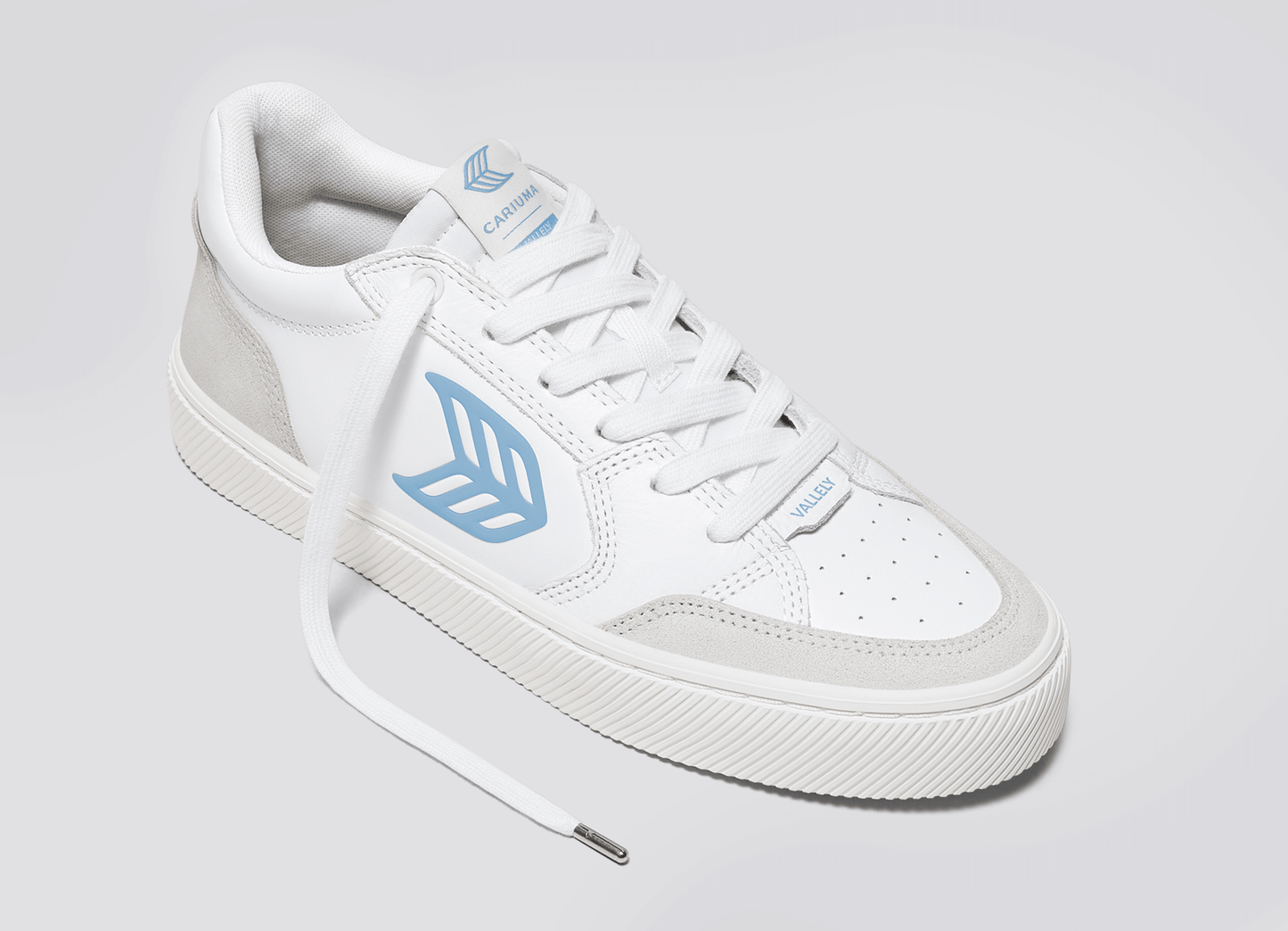 VALLELY White Leather Vintage White Suede Argentina Blue Logo Sneaker
