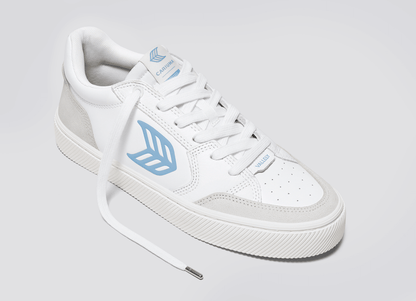 VALLELY White Leather Vintage White Suede Argentina Blue Logo Sneaker