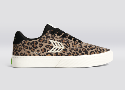 NAIOCA Leopard Print Suede Ivory Logo Sneaker