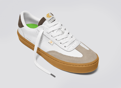 TOCA Gum White Premium Leather Plaza Taupe Suede Dark Khaki Sneaker